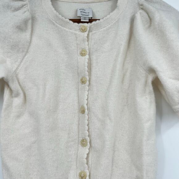 Anthropologie Maeve Puff Sleeve 100% Cashmere Cardigan Sweater white Size small - Picture 6 of 7